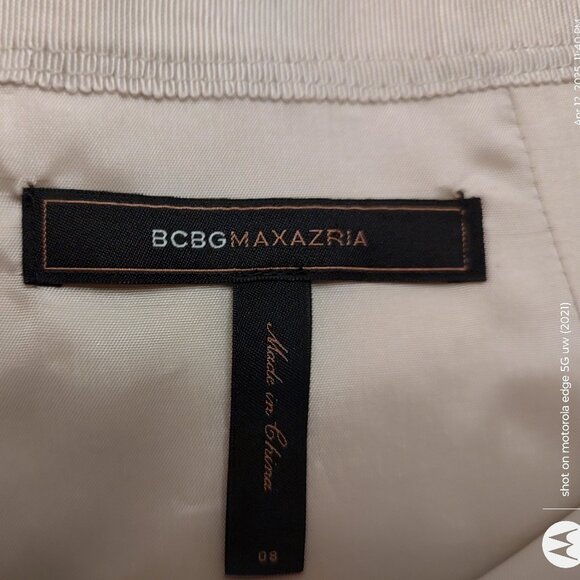 BCBGMAXAZRIA SKIRT COTTON POLYESTER BLEND IVORY ALENCON LACE ADORNMENT SIZE 8 - Picture 4 of 9